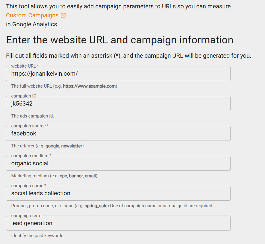 utm-parameter-generation-step-one